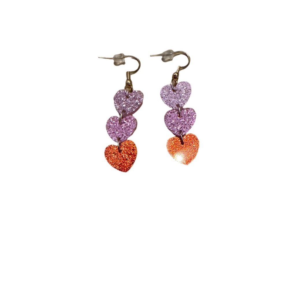 Glitter Heart Drop Earrings